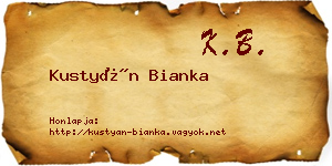 Kustyán Bianka névjegykártya